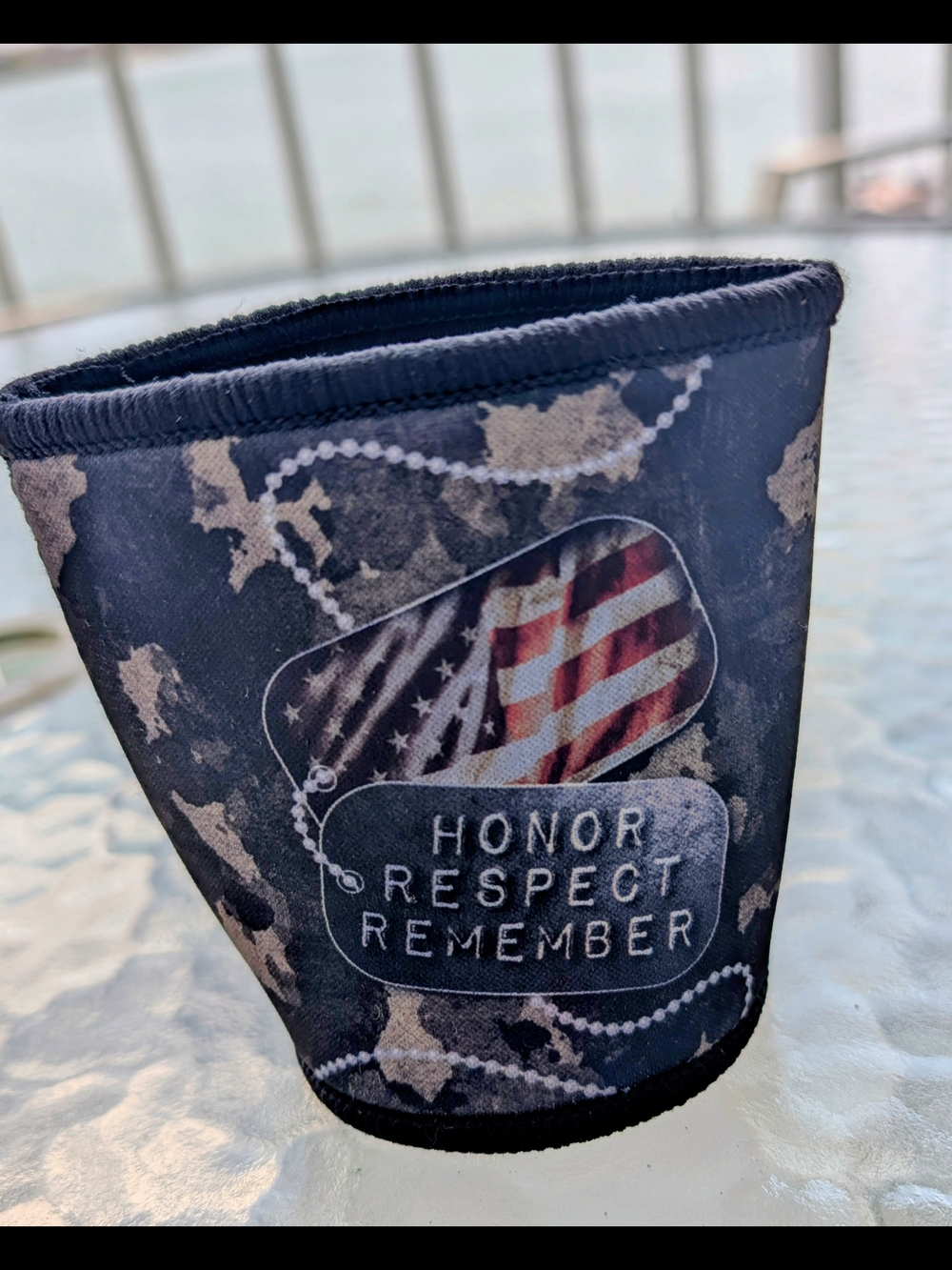 Honor Respect Remember Patriotic Can Cooler - Black Camo By Polar Gear